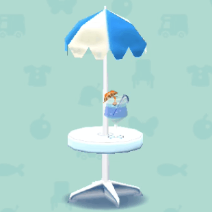 パラソルつきのテーブル