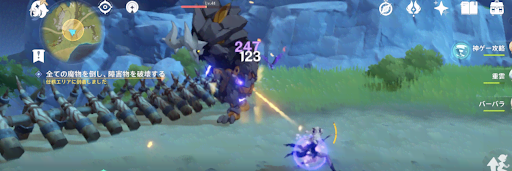 原神_ヒルチャールを倒して障害物を破壊する