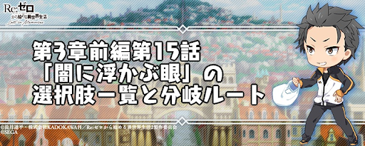 リゼロス 第3章前編第15話 闇に浮かぶ眼 の選択肢一覧と分岐ルート リゼロアプリ 神ゲー攻略